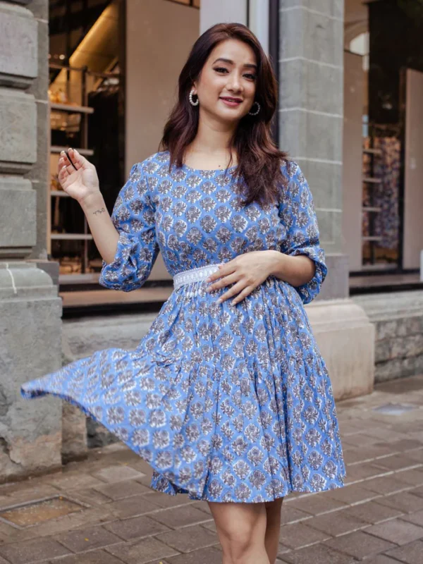 Blue Printed Dress